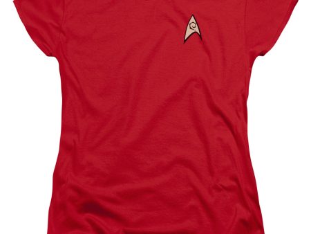 STAR TREK : ENGINEERING UNIFORM S\S WOMENS TEE RED LG Supply