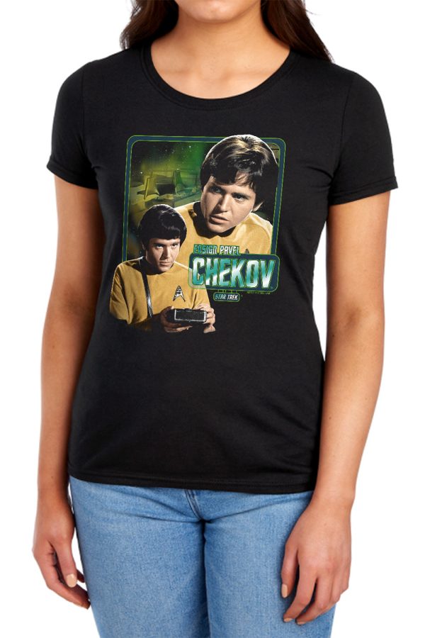 STAR TREK : ENSIGN CHEKOV S\S WOMENS TEE Black LG Supply