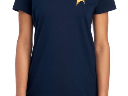 STAR TREK DISCOVERY : COMMAND BADGE WOMENS SHORT SLEEVE Navy XL Fashion